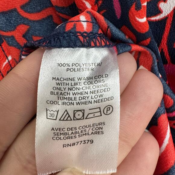 Ann Taylor Factory Sleeveless High Neck Navy Red Floral Print Tank Top Womens XS - Picture 6 of 6